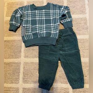 Hannah Andersson Green Plaid Kids Jogger Set